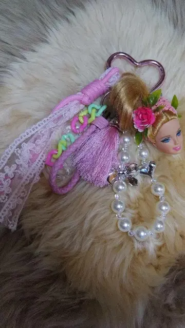 바비풍 키링 핑크