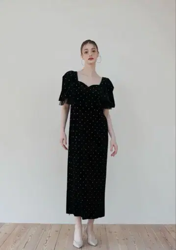 Acka. bijou dot velours dress (size2)