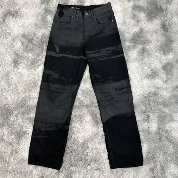 ZARA 릴랙스핏 프린트 데님 팬츠 블랙