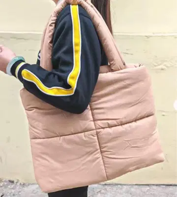 퀼팅 토트백 베이지