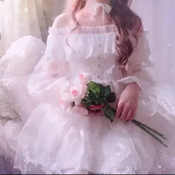 bobon21 오프숄더 레이스 튤 드레스