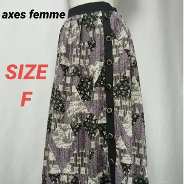 axes femme 엑시즈팜 롱 스커트 플레어 올 패턴 꽃무늬 보라색