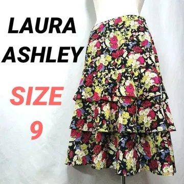 LAURA ASHLEY 로라 애슐리 꽃무늬 캉캉 스커트 플레어 블랙