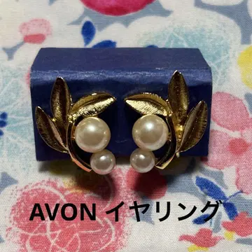 AVON 에이본 빈티지 리프 모티브 귀찌 골드 컬러