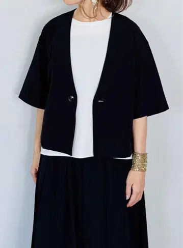 CLOCHE 크로셰 노카라 반팔 숏 자켓