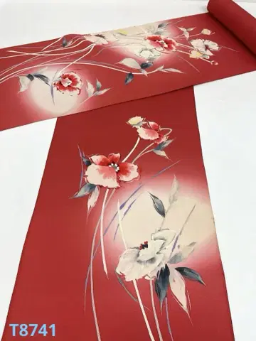 츠케사게 수제 염색 낙관 포함 꽃 순수 실크 옷감