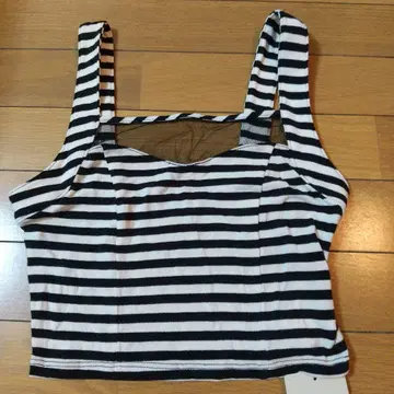 스트라이프 탱크탑 화이트/블랙 F