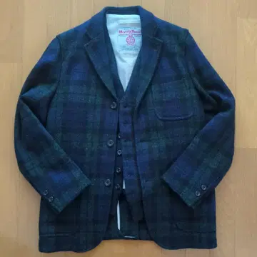 BEAMS+ Harris Tweed 테일러드 자켓과 베스트 세트