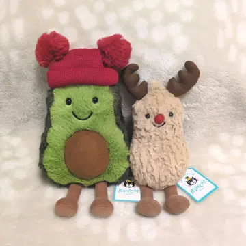 Jellycat 크리스마스 모자 아보카도 & 루돌프 피넛 세트