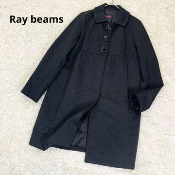 레이빔즈 BEAMS 자카드 도트 A라인 울 혼방 무릎 기장 코트