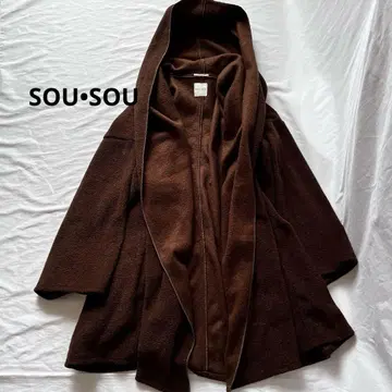 SOU SOU 경의 두건 외투 울 코트 케이프 판초 아우터
