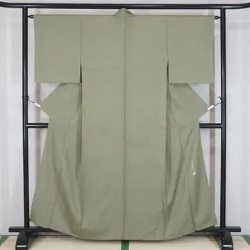 미사용 순수 실크 극상어 코몬 그린 다도 연습 a431