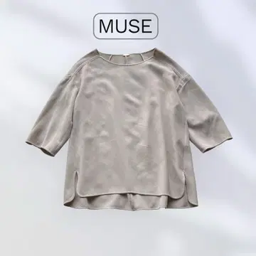 MUSE 두지엠 클라세 블라우스 노카라 7부 소매 베이지 일본제
