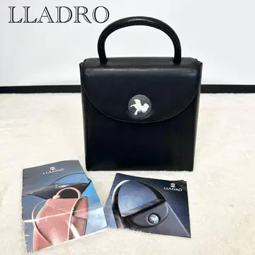 레어 LLADRO 포멀 백 블랙 자립 가죽 핸드백 새