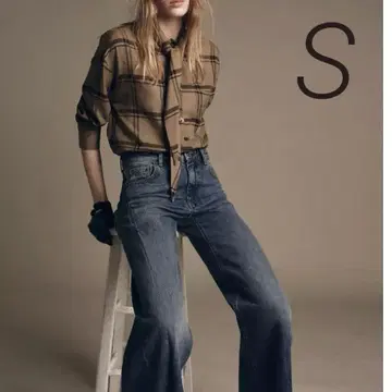 [ ZARA ] 택 포함 미사용 새상품 반다나풍 넥 체크 셔츠 S 카멜