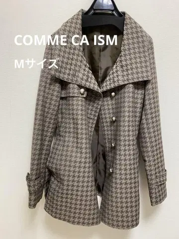 COMME CA ISM 하운드투스 체크 패턴 가을 트렌치코트