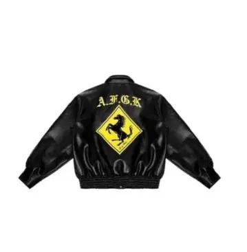 A.F.G.K. 가죽 바시티 자켓 블랙