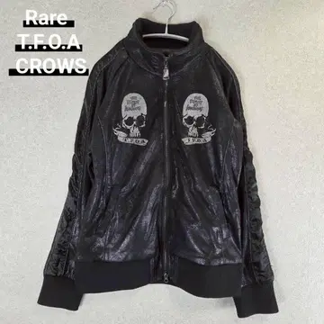 T.F.O.A CROWS skull leather track jacket