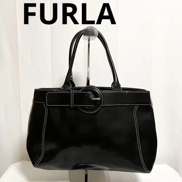 유165 FURLA 가죽 가방 핸드백 비즈니스 가방 블랙