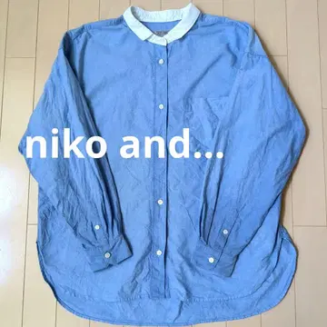 niko and - 클레릭 셔츠 M 사이즈 블루 x 화이트