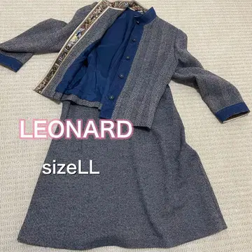 사이즈 LL 레오나르 울 상하의 셋업 스커트 자켓 블루