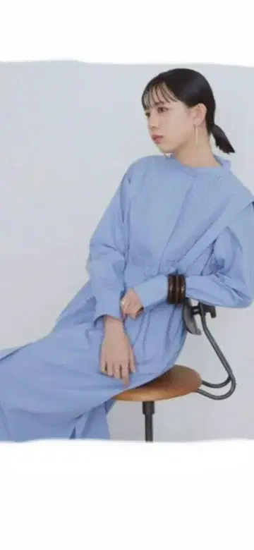 Aunt Marie's 새상품 숄더 턱 핀턱 셔츠 원피스 블루