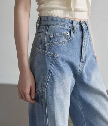 라이트 블루 와이드 레그 데님