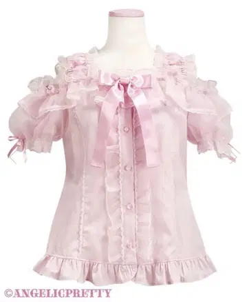 Angelic Pretty 프릴 시스루 오프숄더 블라우스