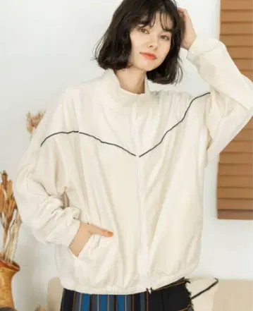 파이핑 벨로아 지퍼 블루종