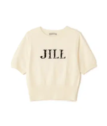JILL BY JILLSTUART 반팔 로고 자카드 비쥬 니트 화이트