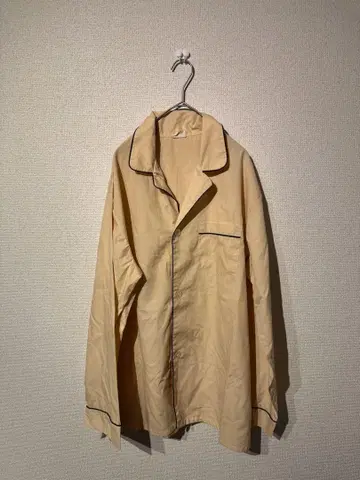 70s 파자마 베이지 셔츠 파이핑 긴팔 셔츠 L 사이즈