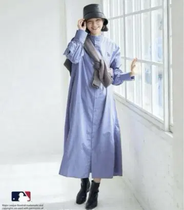 로페피크닉 MLB 공식 다저스 콜라보 리본 타이 셔츠 원피스