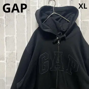 GAP 갭 지퍼 후드티 맨투맨 자수 로고 XL 블랙 속기모