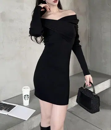 ROYAL PARTY 라메 턱 카슈쿨 긴팔 타이트 미니 원피스