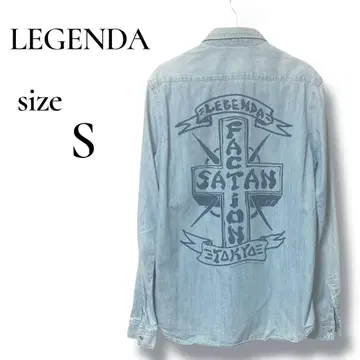 [ LEGENDA ] 빈티지 스냅 버튼 백 빅 로고 데님 셔츠 S