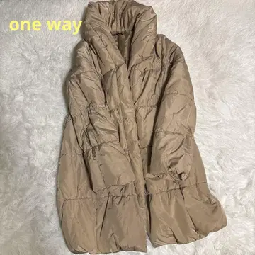 one way 다운 코트 여배우 옷깃 숄카라 A 라인 베이지 M