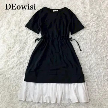 DEowisi 티셔츠 원피스 플리츠 플레어 A라인 고급 워셔블