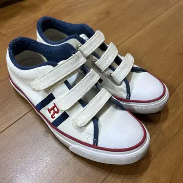 REGAL 23.5cm 화이트 캔버스 스니커즈 R 자수 벨크로