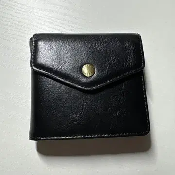 블랙 가죽 이단 접이식 지갑