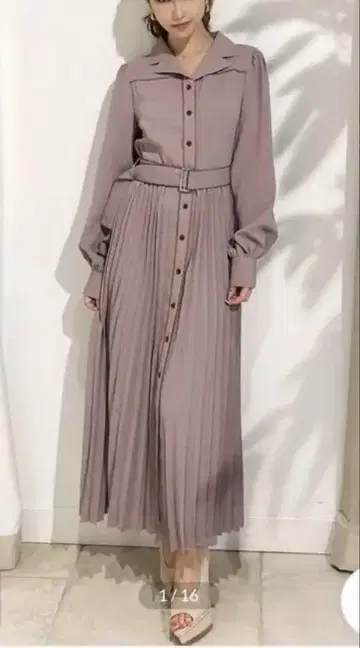 리젝시 파이핑 셔츠 원피스 라벤더 프리 사이즈