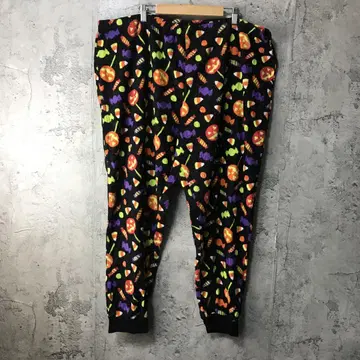 Y6032 구제 의류 패턴 팬츠 파자마 팬츠 블랙 90s Y2K