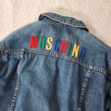 레어 모스키노 G 데님 자켓 뒷면 자수 컬러풀