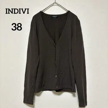 [인디비] INDIVI 울 100% 가디건 브라운 38