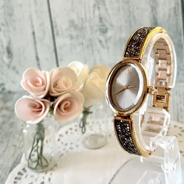 [ 레어 ] Swarovski 스와로브스키 손목시계 크리스탈 락 오벌