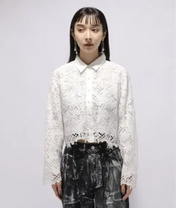 HARE 하레 레이스 넥타이 숏 셔츠 (넥타이 없음) 레이스 셔츠