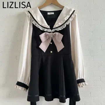 LIZLISA 세일러 카라 원피스 리본 포함