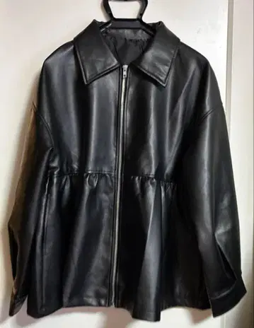 프로즈 베일 블랙 블랙 인조 가죽 에코 가죽 페플럼 아우터 L