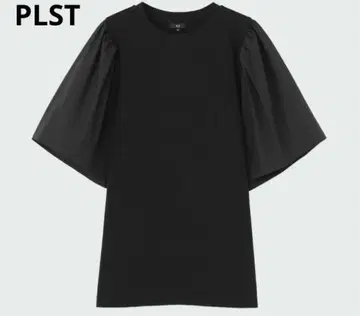 [ 완판템 ] PLST 패브릭 콤비 플레어 슬리브 T셔츠 L