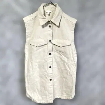10486 H&M 화이트 데님 베스트 겉옷 XS 구제 의류