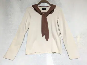 soduk 리본 타이 긴팔 T셔츠 베이지